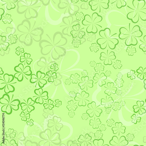 Seamless pattern with shamrock leaves. St. Patrick s day holiday symbol. Vector illustration