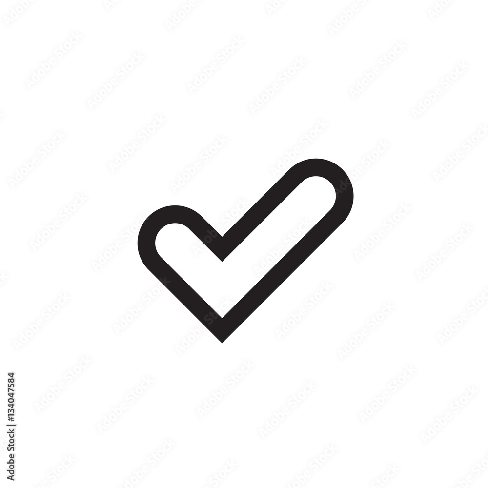 Tick sign element. Black checkmark icon isolated on white background. Simple mark graphic design. OK button for vote, decision, web. Symbol of correct, check, approved. Vector illustration Tick sign element. Black checkmark icon isolated on white background. Simple mark graphic design. OK button for vote, decision, web. Symbol of correct, check, approved. Vector illustration