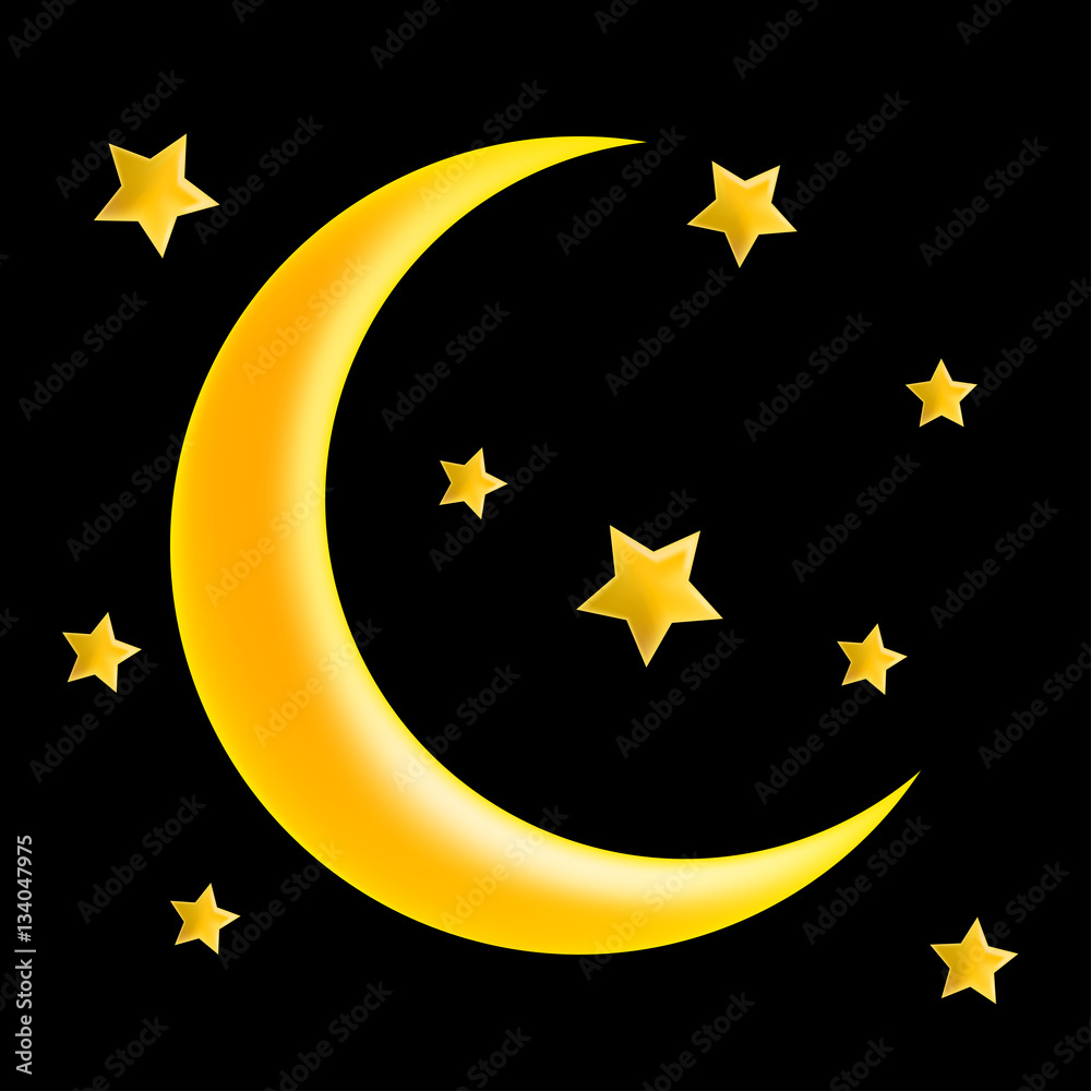 Obraz premium crescent moon and star vector symbol icon design.