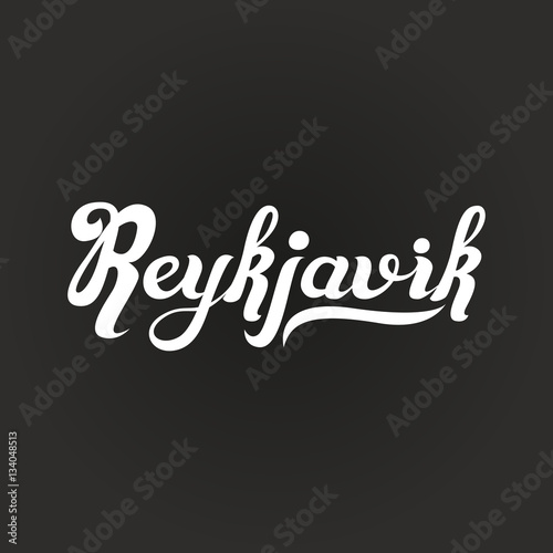 hand-written word Reykjavik vector illustration