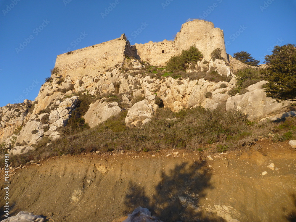 kantara castle in cyprus in a romanric sunrise