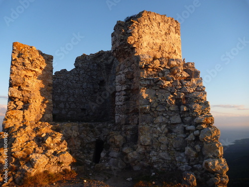 kantara castle in cyprus in a romanric sunrise