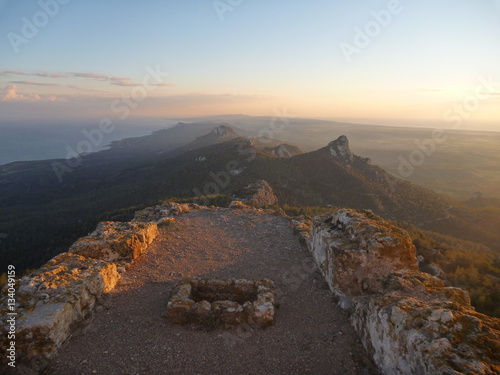 kantara castle in cyprus in a romanric sunrise photo