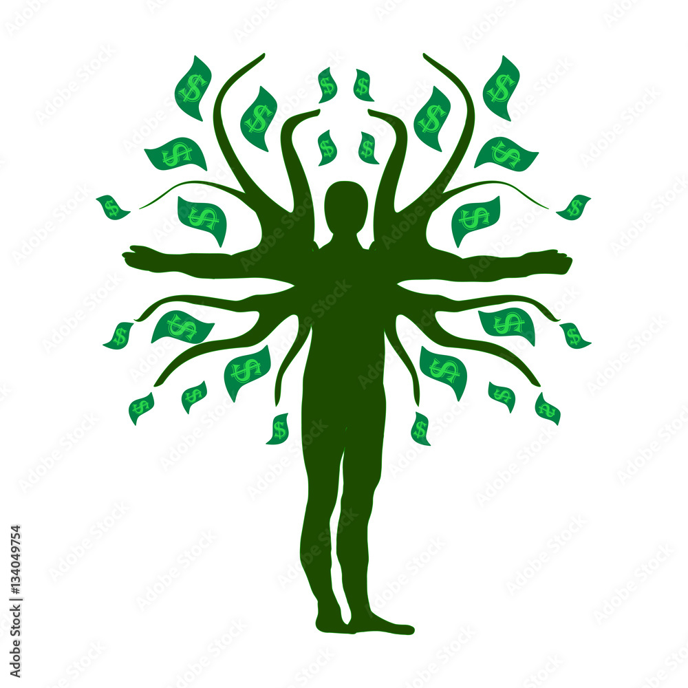 Human Money Tree Prosperity Symbol Logo. Money Tree Icon Symbol Design.  Vector illustration isolated on white background. Stock Vector | Adobe Stock