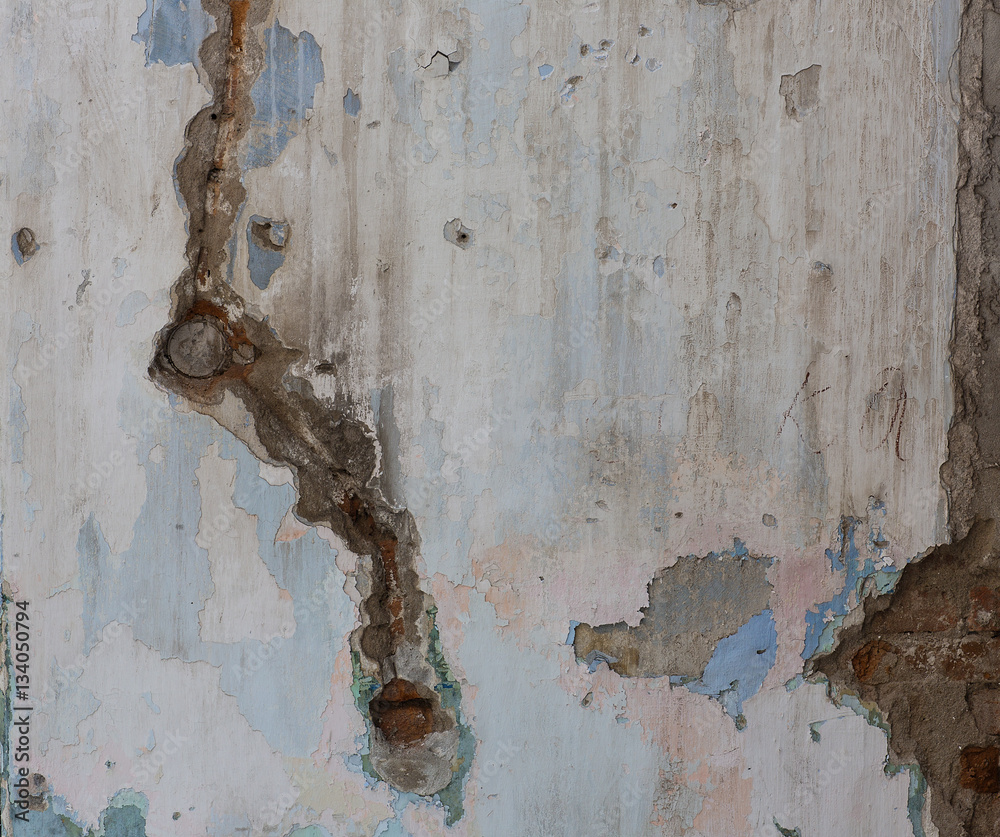 texture of the old cracked blank walls, peeling paint, rough plaster, abstract background and a banner copy space