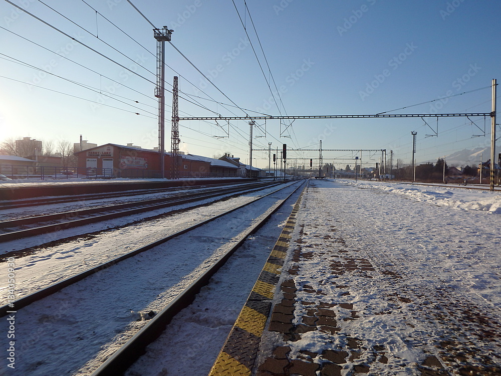 rail, railway, railroad, Winter Railway Tracks,