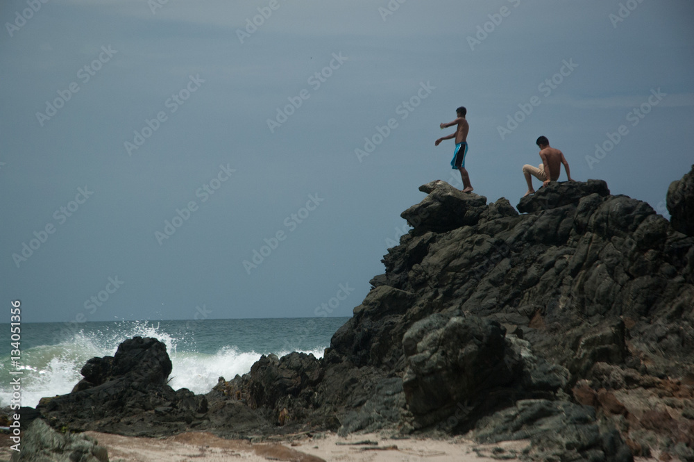 Fisherman throwing a line