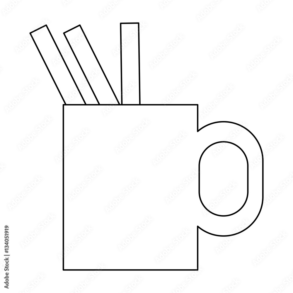 cup with pencils and pens over white background. vector illustration cup with pencils and pens over white background. vector illustration