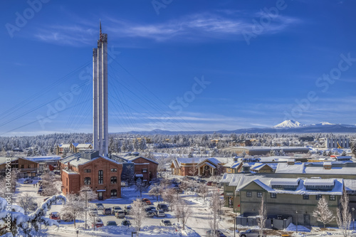 The Old Mill District with Mount Bachelor in the Background