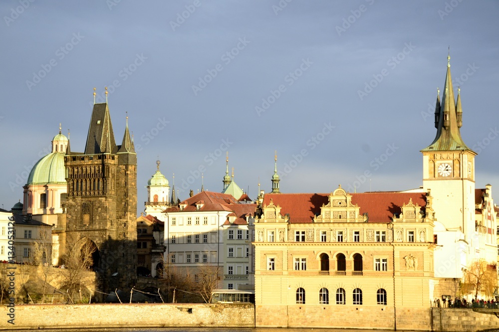 Architecture from Prague and cloudy sky