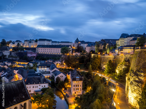 Night view of Grund in Luxembourg City