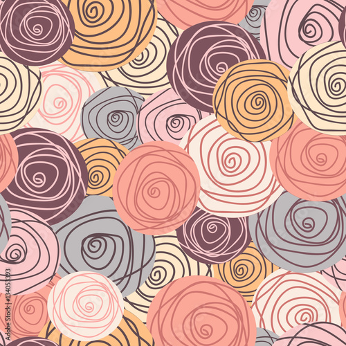 Stylized scribble roses   seamless vector pattern