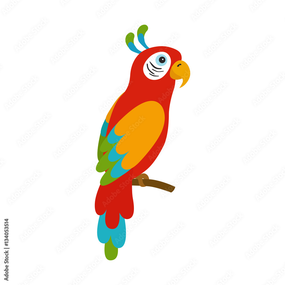 Flat design ara parrot isolated on white background. Flat design ara parrot isolated on white background.