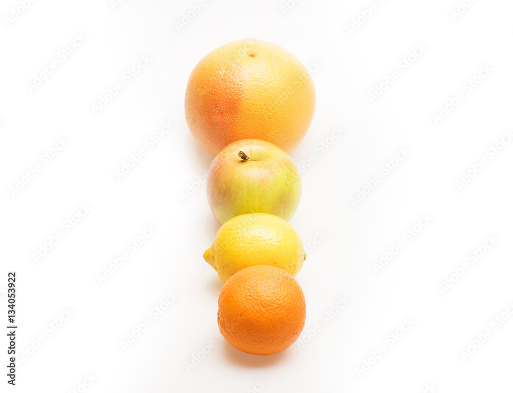 orange, grapefruit, lemon and apple fruit isolated on white orange, grapefruit, lemon and apple fruit isolated on white