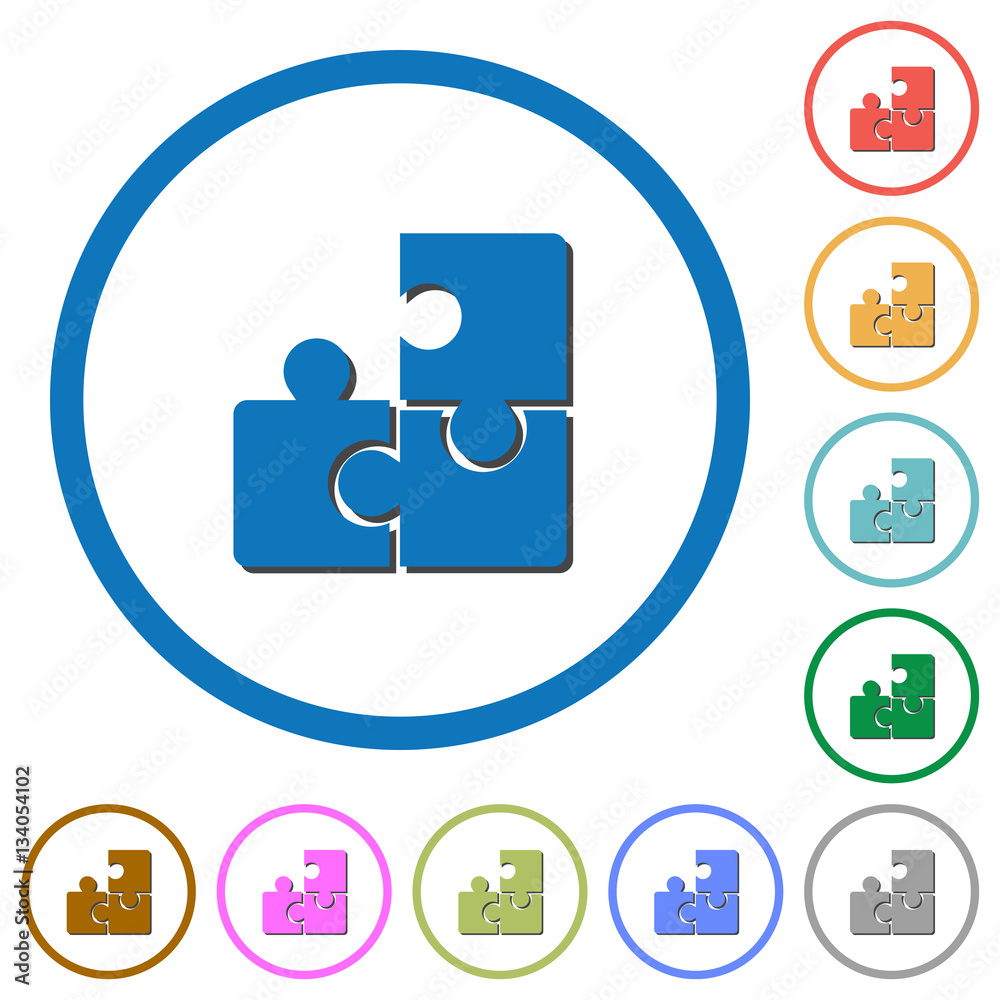 Puzzles icons with shadows and outlines Puzzles icons with shadows and outlines