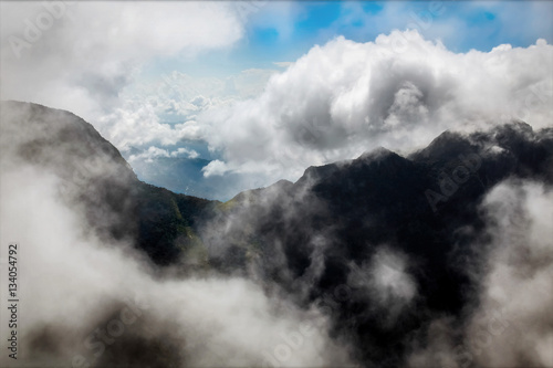 Mountains with clouds. Plateau " End of the World " , Horton, Sri Lanka .