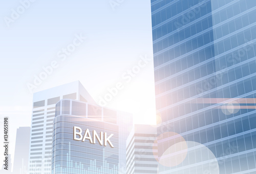 Banking Business Banner Finance Savings Silhouette City Background Vector Illustration