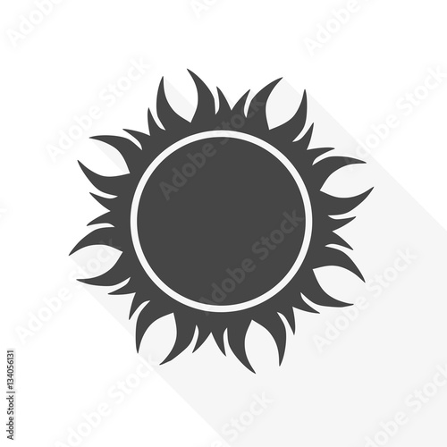 Sun icon - vector Illustration with long shadow