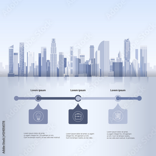 City Skyscraper View Cityscape Background Skyline Silhouette with Copy Space Infographics Vector Illustration