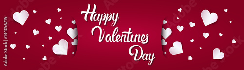 Valentine Day Gift Card Holiday Love Heart Shape Flat Vector Illustration © mast3r
