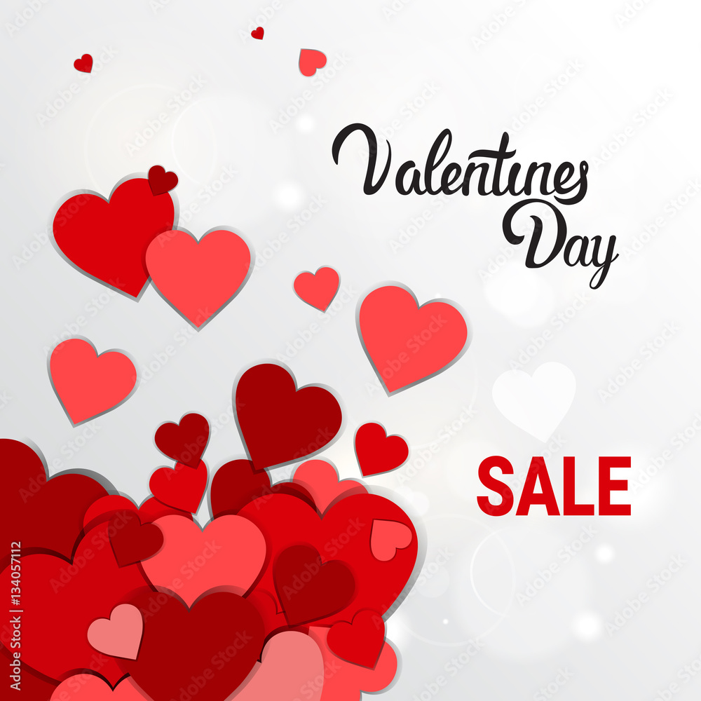 Valentine Day Gift Card Holiday Love Heart Shape Flat Vector Illustration