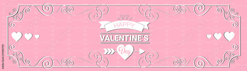 Valentine Day Gift Card Holiday Love Heart Shape Flat Vector Illustration Valentine Day Gift Card Holiday Love Heart Shape Flat Vector Illustration