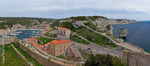 Bonifacio Harbor and cliffs coastline photo