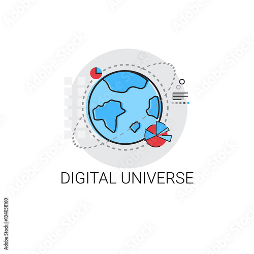 Digital Universe Information Flow Global Data Icon Vector Illustration