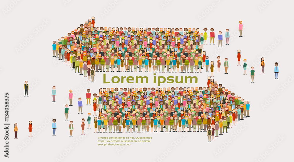 Group of Business People Arrow Big Crowd Businesspeople Mix Ethnic Diverse Flat Vector Illustration