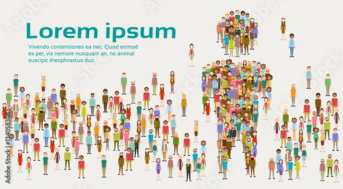 Group of Business People Big Crowd Businesspeople Mix Ethnic Diverse Flat Vector Illustration