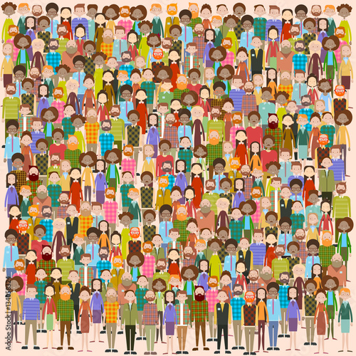 Group of Business People Big Crowd Businesspeople Mix Ethnic Diverse Flat Vector Illustration