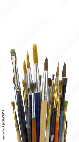 painting brushes on isolated white background