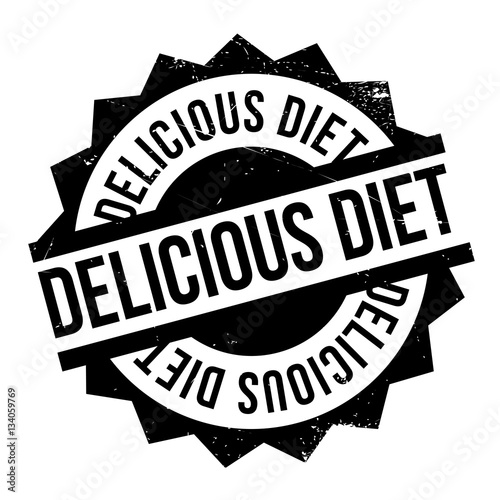Delicious Diet rubber stamp. Grunge design with dust scratches. Effects can be easily removed for a clean, crisp look. Color is easily changed.