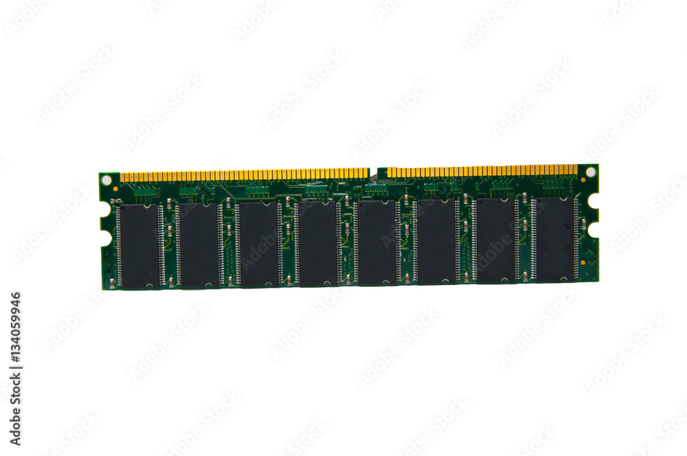One DDR RAM stick isolated on white background One DDR RAM stick isolated on white background