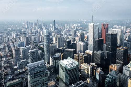 Photography Aerial view of skyscrapers and office buildings in Downtown Toro
