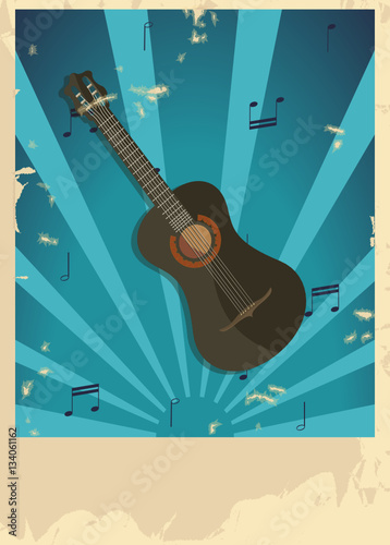 Guitar poster in retro style