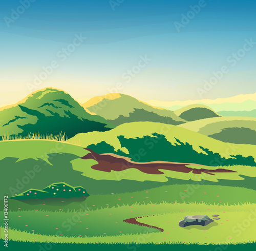 Landscape mountain meadow horizon
