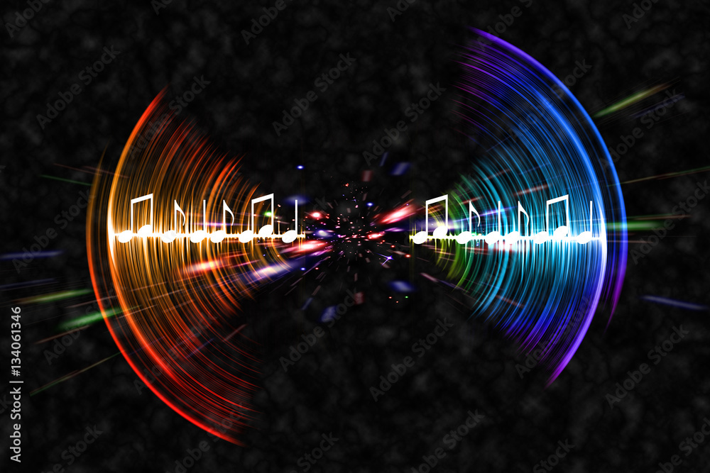 Obraz premium Neon Soundwave Notes