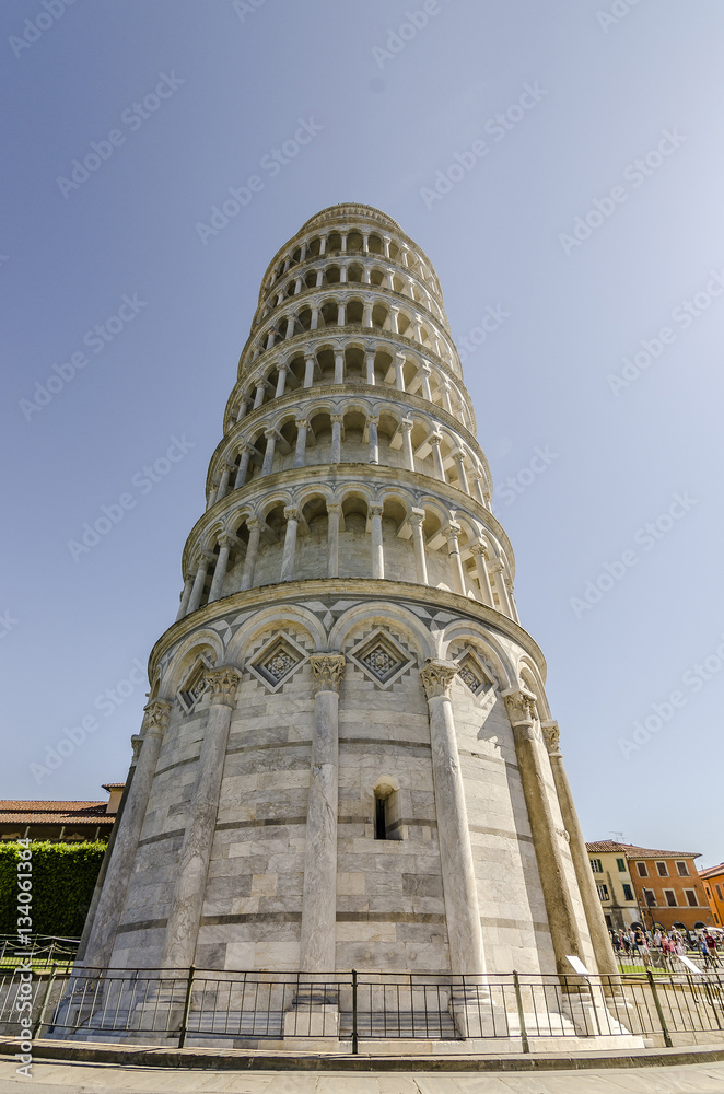 Veduta dal basso della Torre pendente di Pisa 