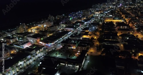 Aerial drone footage of Miami Beach at night 4k 24p photo