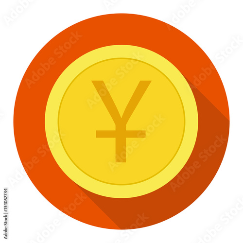 Money currency icon. Coin with Yuan sign vector illustration.