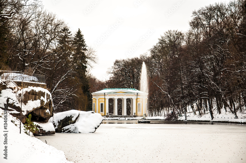 Winter in ukrainian park Sofievka (Uman)