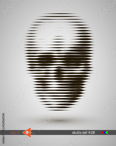 Halftone skull, line, Wave. Design element. Invitation, party. Billboard, flyer. Musical poster.