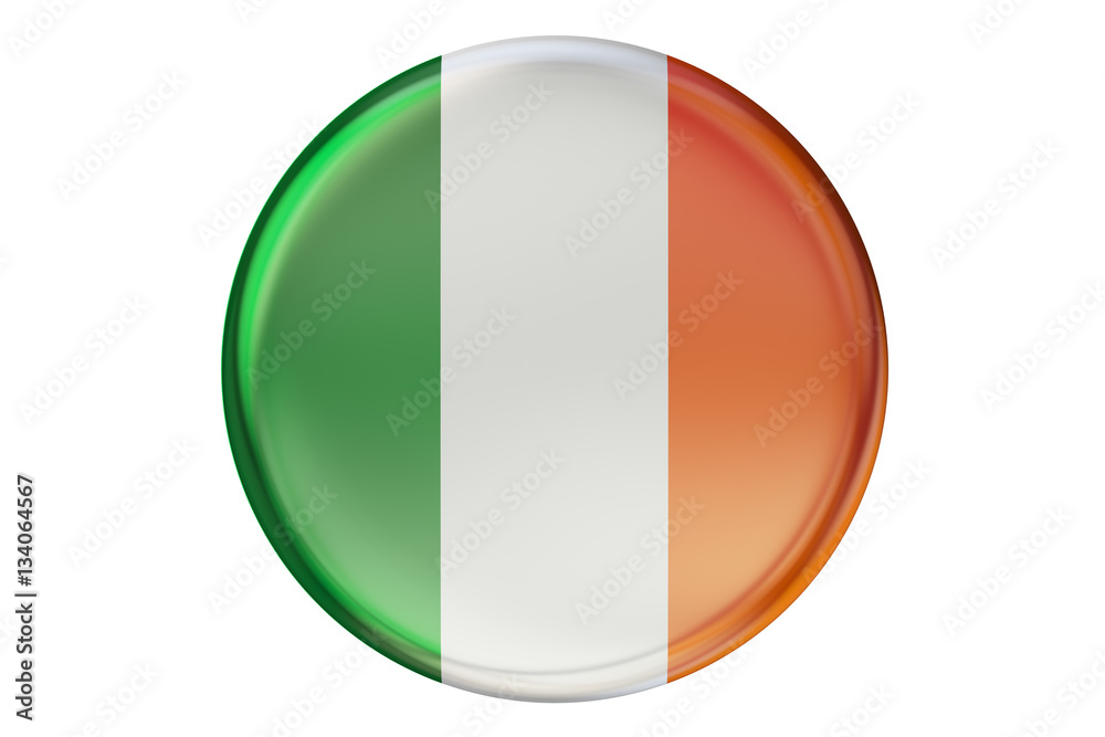 Badge with flag of Ireland, 3D rendering Badge with flag of Ireland, 3D rendering