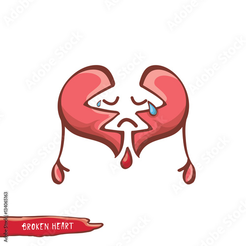 vector cartoon style red broken heart