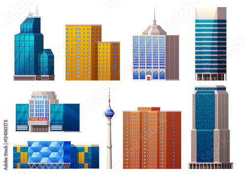 Colorful Modern Buildings Set