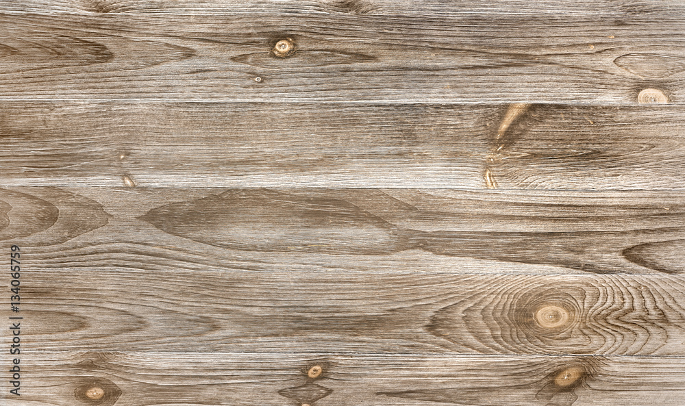 Old weathered wood surface with long boards lined up. Wooden planks on a wall with grain and texture. Light neutral tones with age. - obrazy, fototapety, plakaty 
