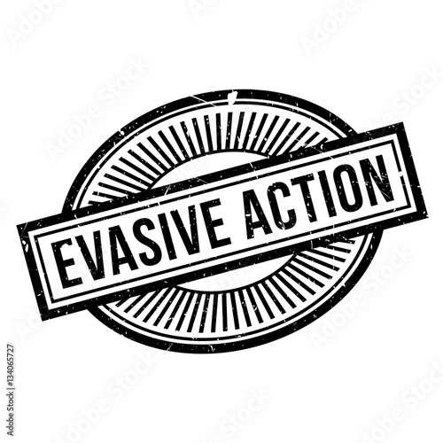 Evasive Action rubber stamp. Grunge design with dust scratches. Effects can be easily removed for a clean, crisp look. Color is easily changed.