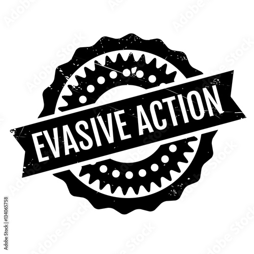 Evasive Action rubber stamp. Grunge design with dust scratches. Effects can be easily removed for a clean, crisp look. Color is easily changed.