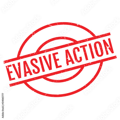 Evasive Action rubber stamp. Grunge design with dust scratches. Effects can be easily removed for a clean, crisp look. Color is easily changed.